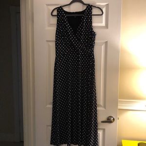 Navy Blue and White Polka Dot Dress